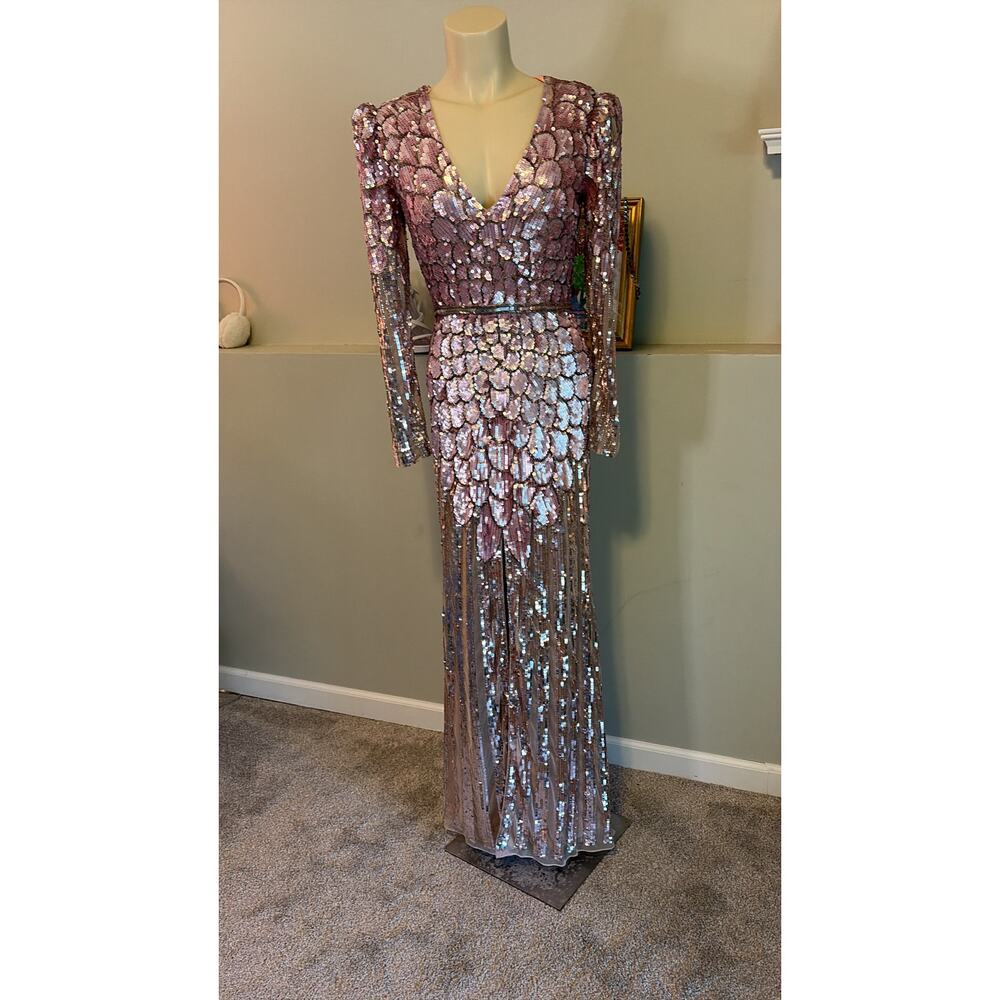 Mac Duggal - Sequined Long Dress - Picture 2 of 11